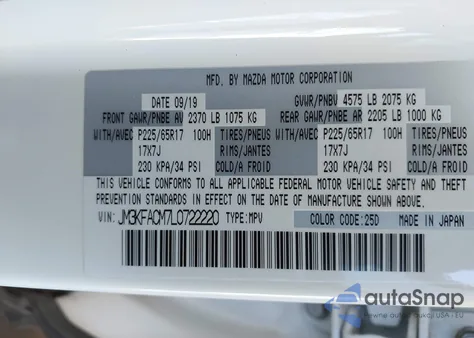 2020 Mazda Cx-5 Touring from USA, damaged, VIN JM3KFACM7L0722220